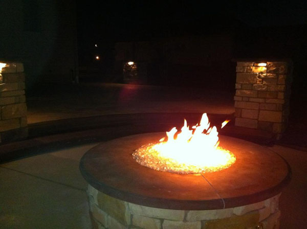 Fireglass Gas Firepit at Night